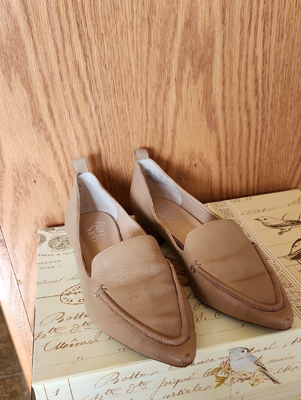 Franco Sarto Women's Pointed Loafers in Tan